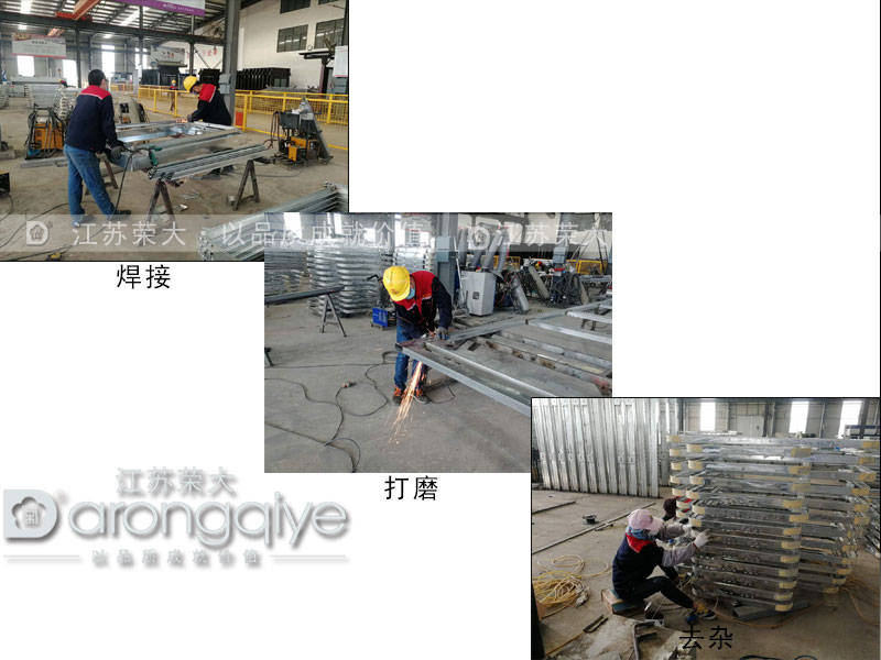 復工之后，榮大候車(chē)亭焊接班正對新一批公交候車(chē)亭焊接處理配圖